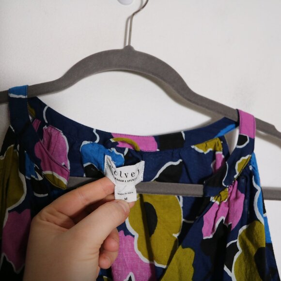 Velvet Graham Spencer Marlowe Printed Midi Dress Women Medium Floral Boho Cotton - Picture 4 of 6